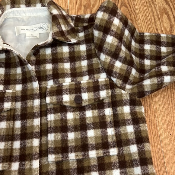 Treasure & Bond Plaid Shirt Jacket Puff Sleeve Button Up size XS - Picture 10 of 16